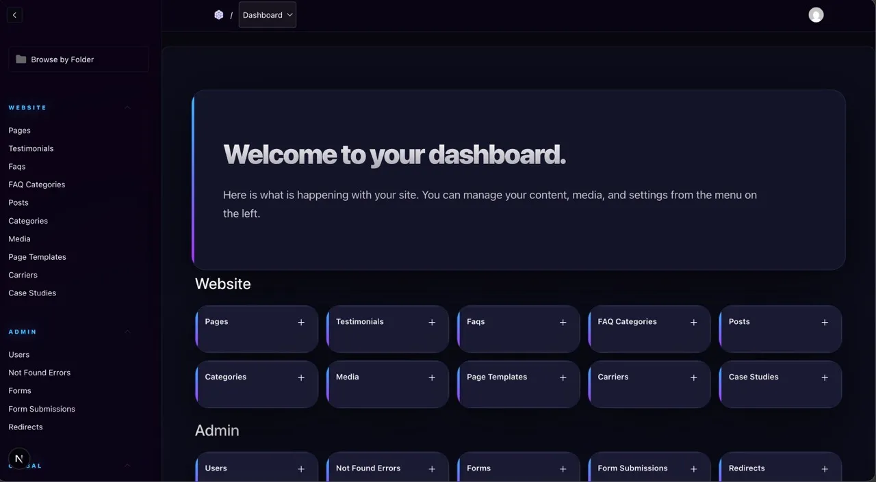 Image of DevboCMS Dashboard